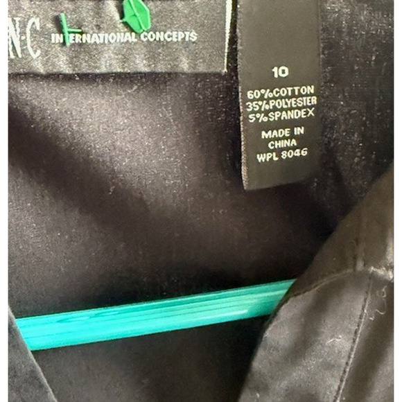 INC Black Long Sleeve Fitted Stretch Button Up Shirt French Cuffs Blouse sz 10 - Picture 7 of 8